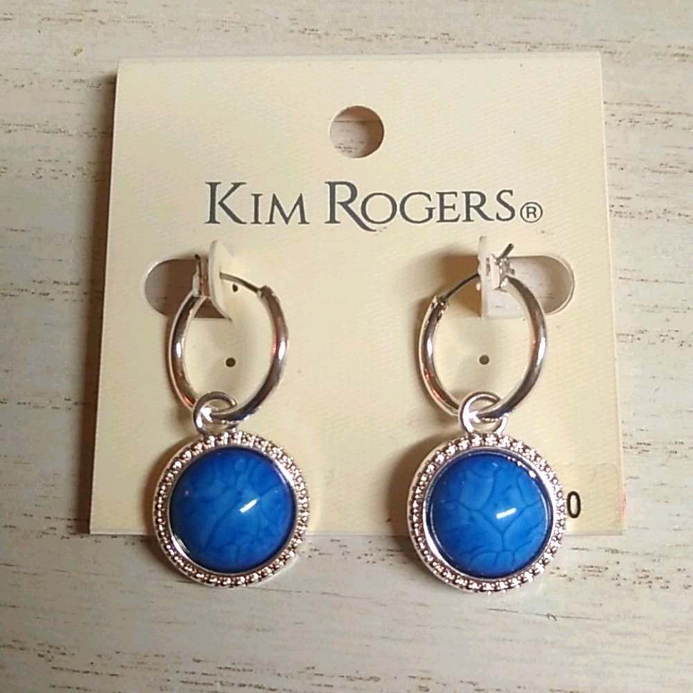 😻 3 For $15 Pretty Silver Hoops With Blue Charm